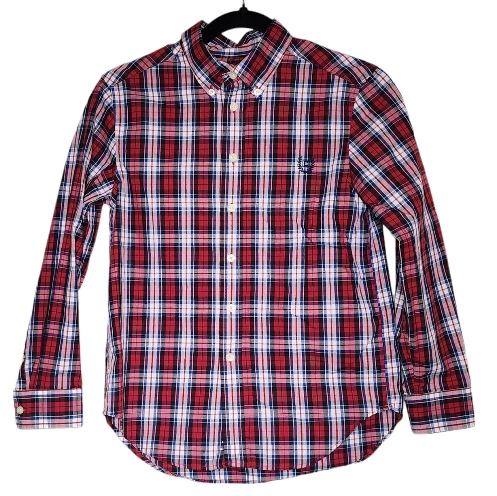 Chaps boys long sleeve plaid button down shirt